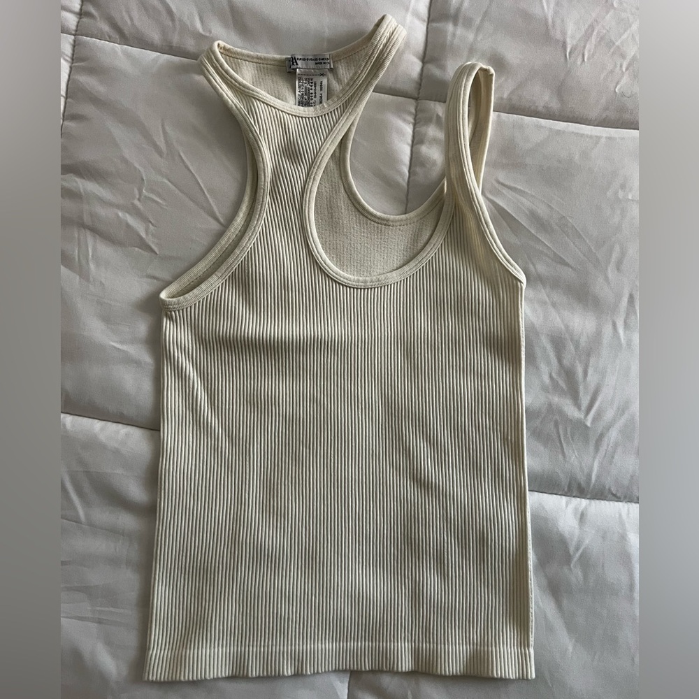 Zara Off-White Ribbed Sleeveless Top